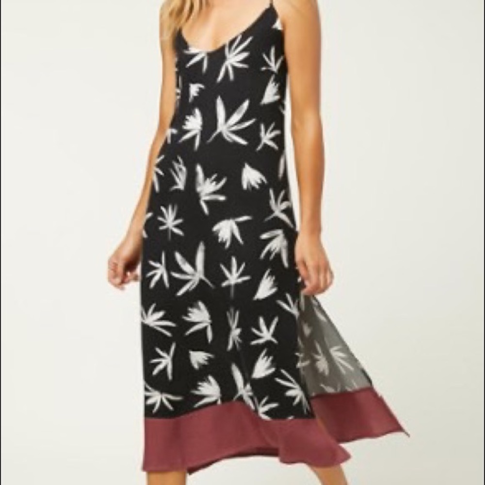 O’Neill Bennett Floral Tropical Leaf Print Midi Dress